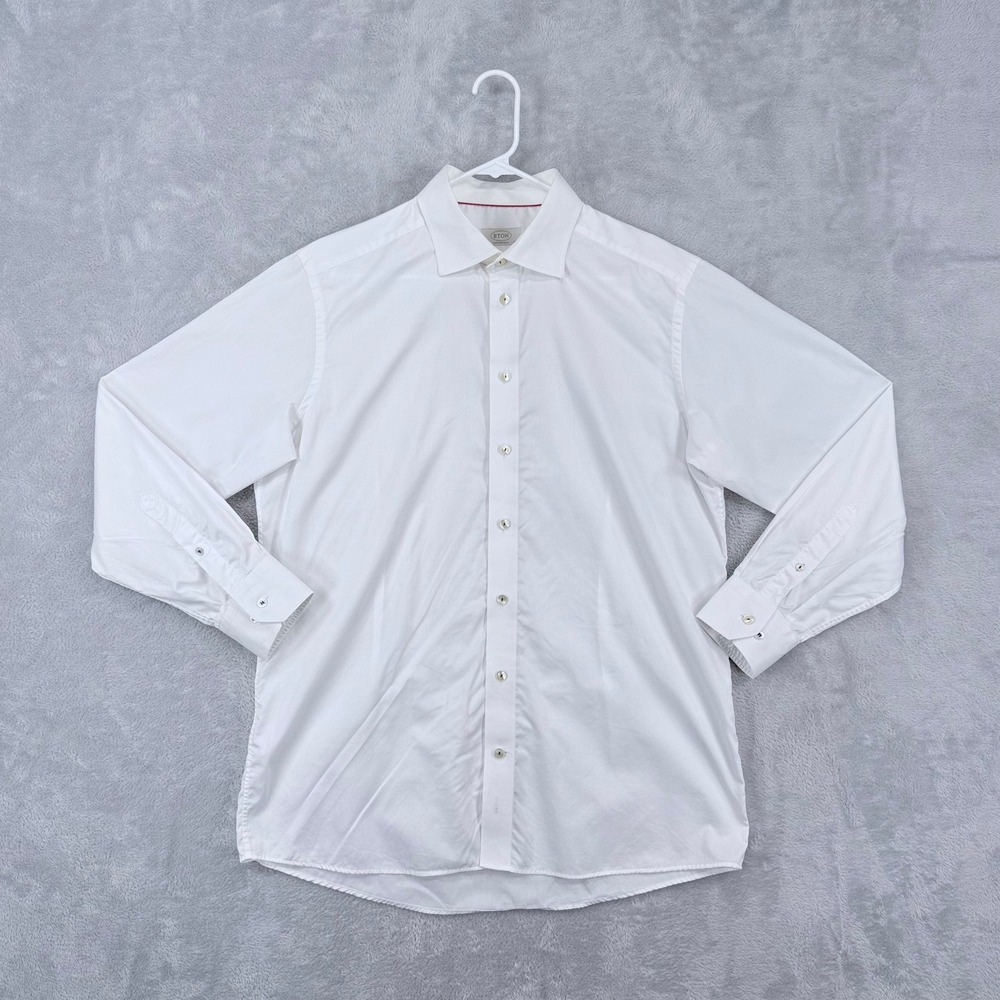 Eton Dress Shirt Mens 17.5 Contemporary Fit Button Down White Long Sleeve Cotton